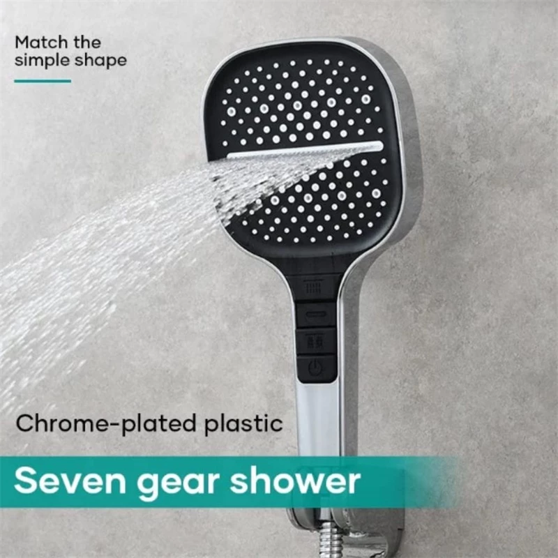 7-Function Handheld Shower Head with One-Click Water Stop