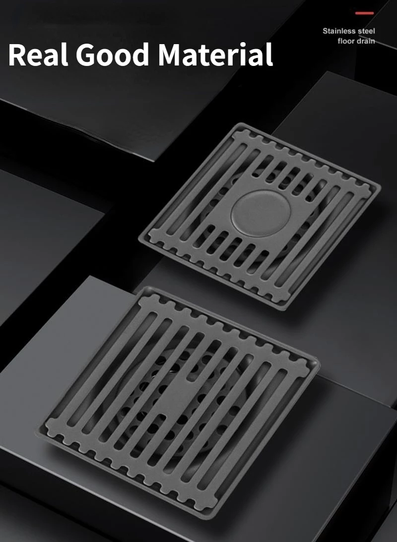 304 Stainless Steel Floor Drain – Square & Long Strip Designs, Anti-Odor for Bathroom, Toilet & Washing Machine
