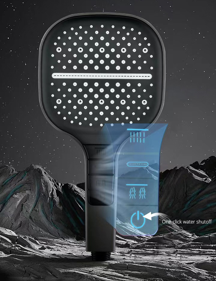 7-Function Handheld Shower Head with One-Click Water Stop