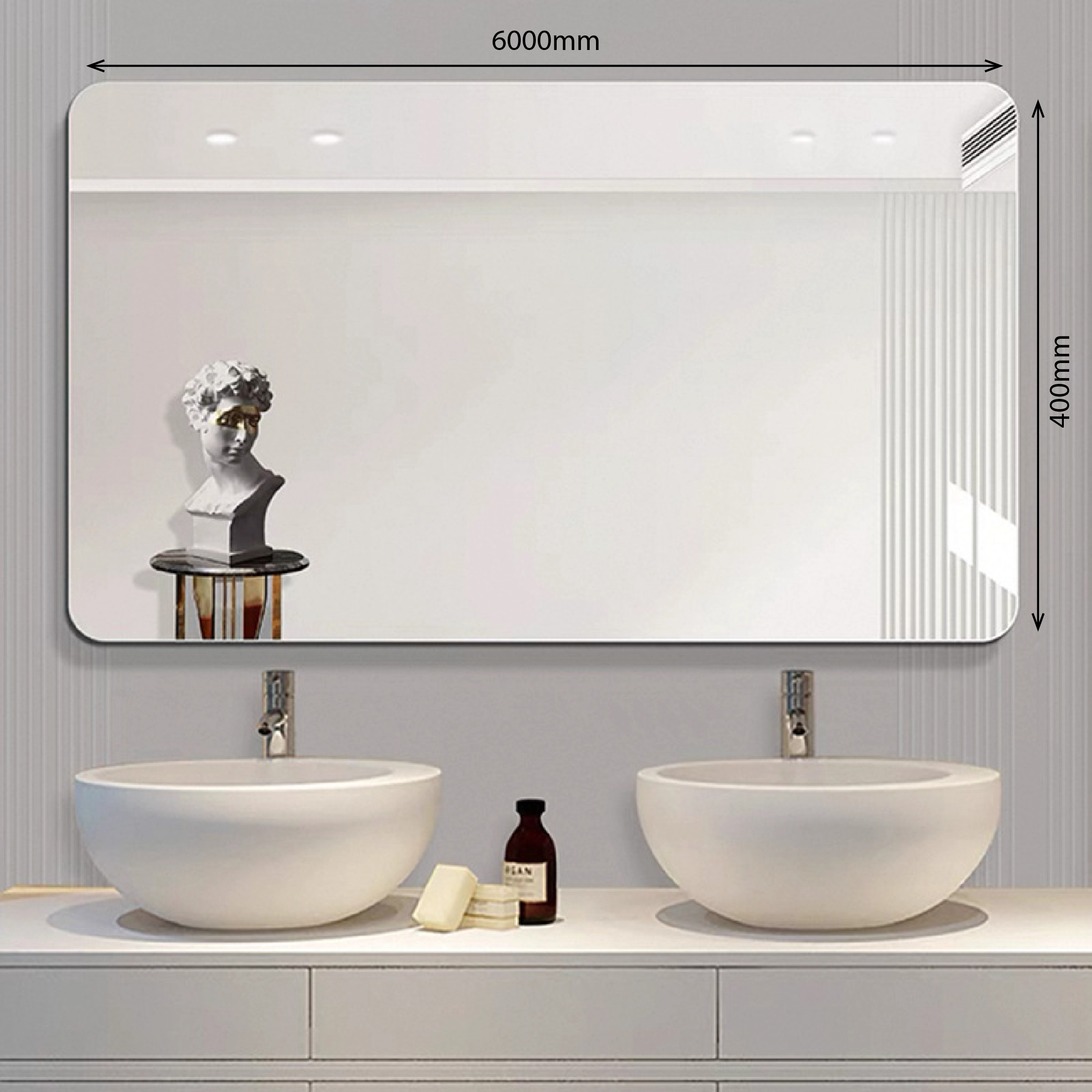 6000 × 400mm Extra-Wide Wall Mirror – Modern Panoramic Design for Living Spaces & Bathrooms