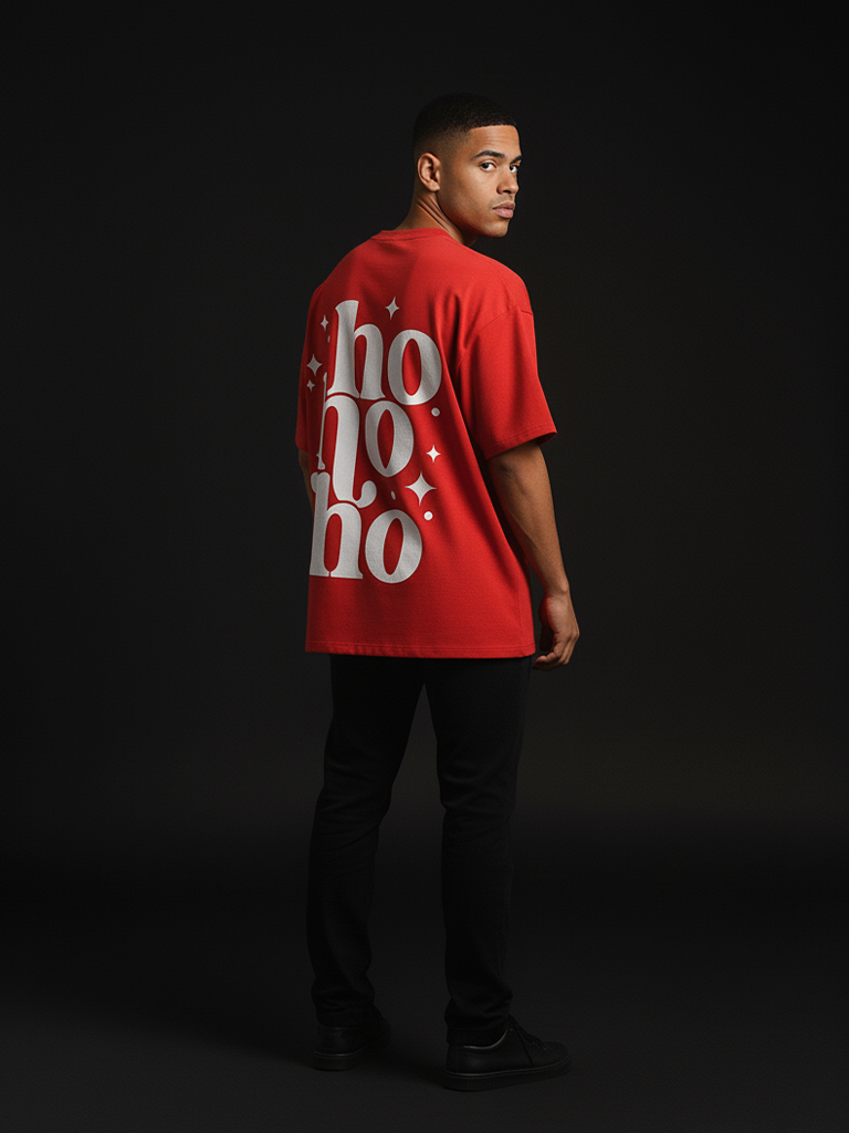 Festive 'Ho Ho Ho' Oversized T-Shirt
