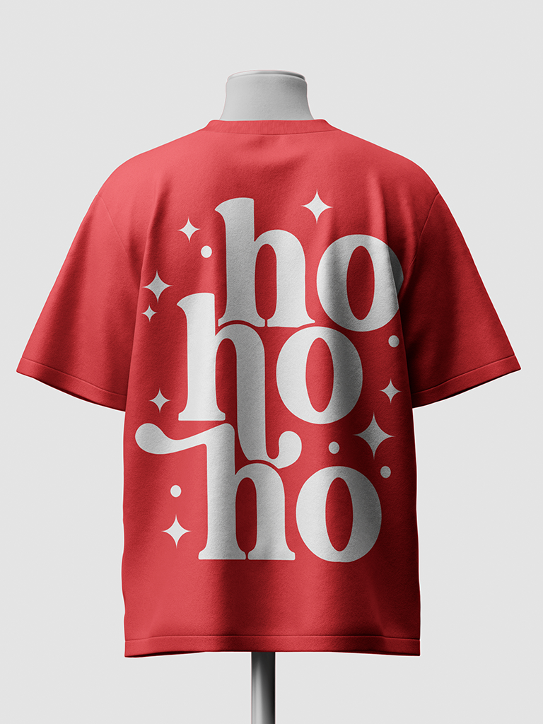 Festive 'Ho Ho Ho' Oversized T-Shirt