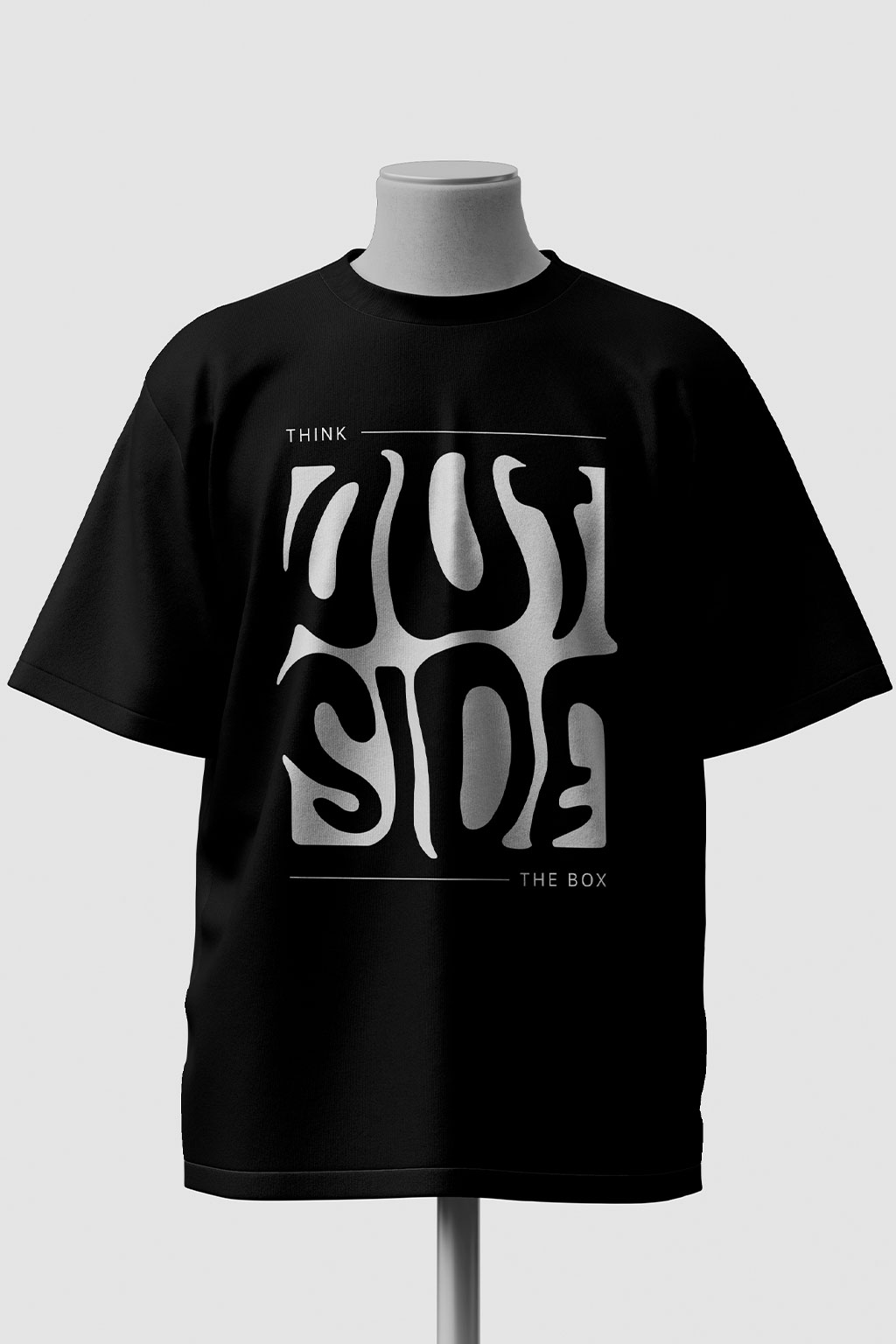 Think OutSide the Box Black Oversized T-shirt