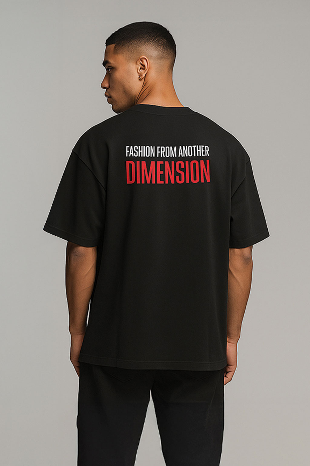Black Oversized T-shirt with Red Graphic