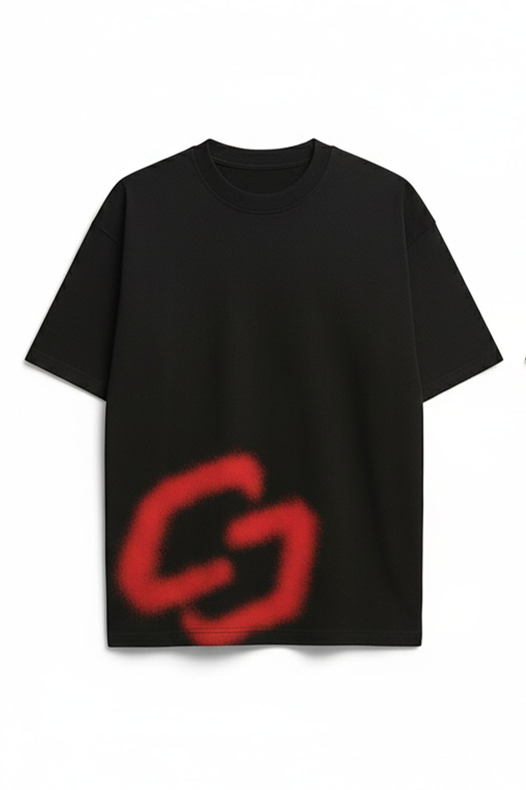 Black Oversized T-shirt with Red Graphic