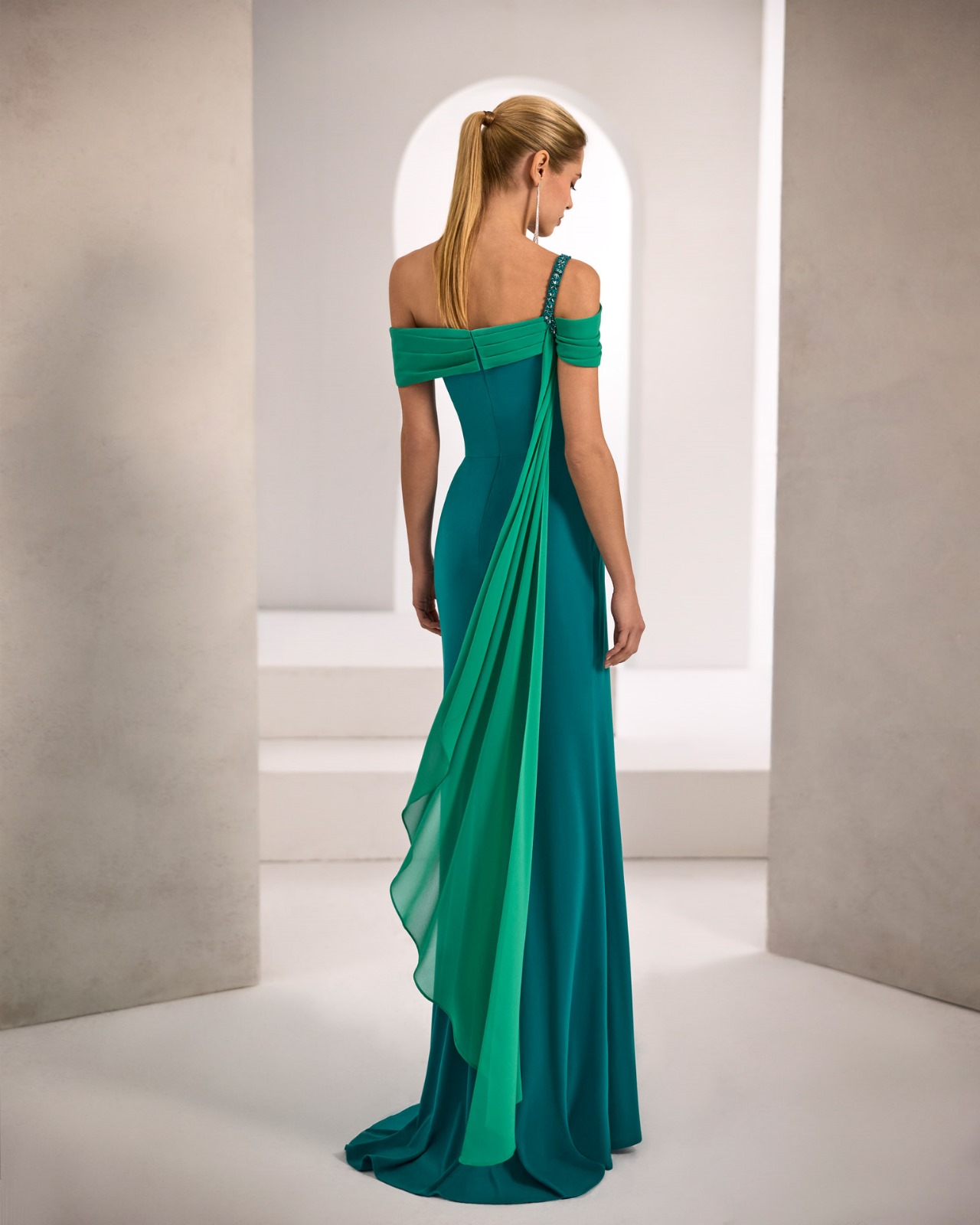 Vestido Largo de Fiesta Marfil Barcelona