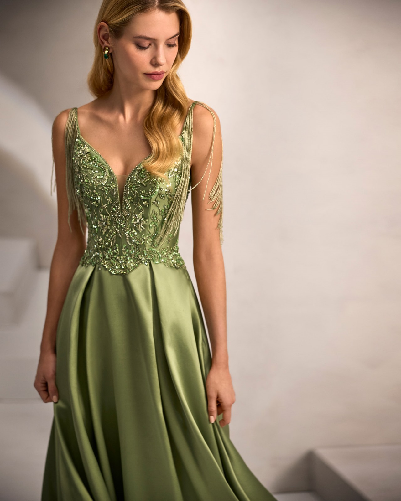 Vestido Largo de Fiesta Marfil Barcelona