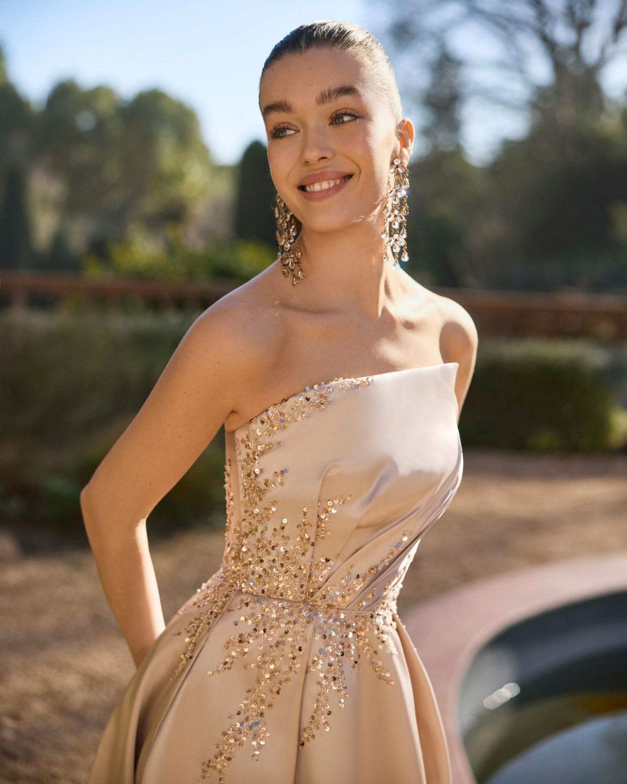 Vestido Largo de Fiesta Marfil Barcelona