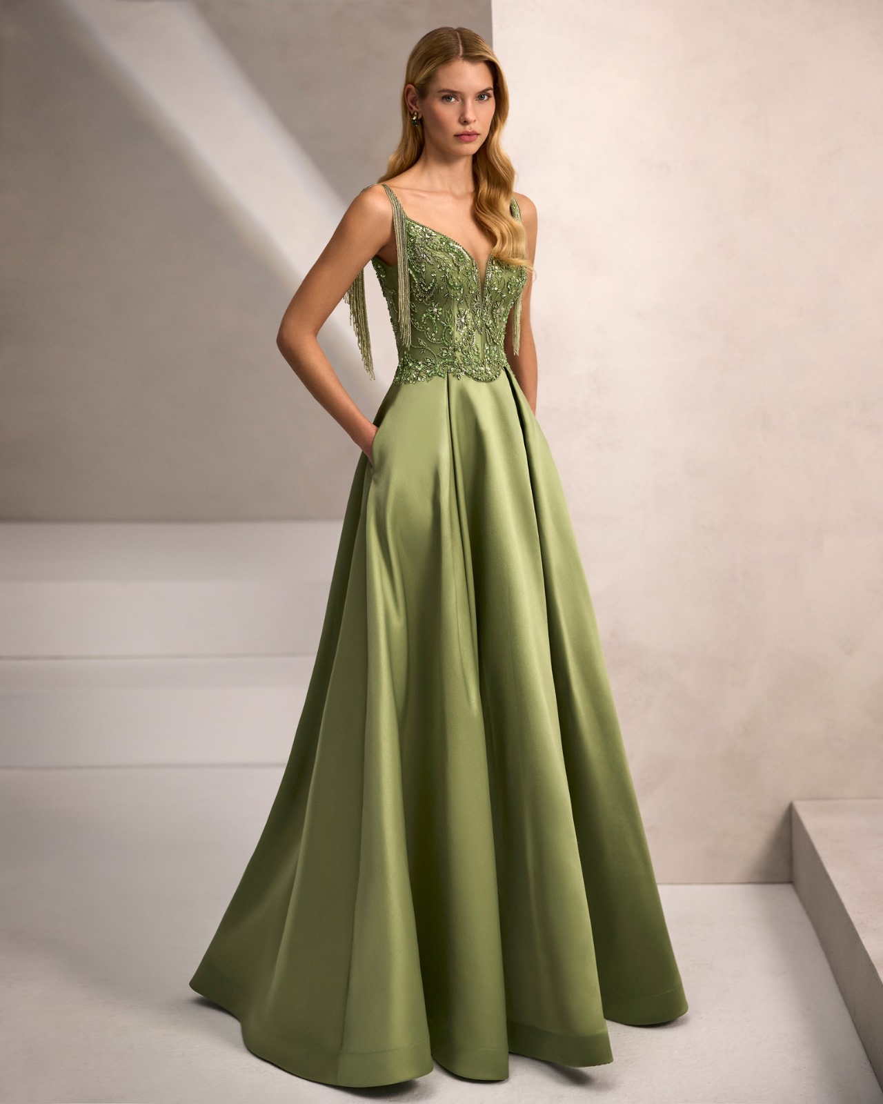 Vestido Largo de Fiesta Marfil Barcelona