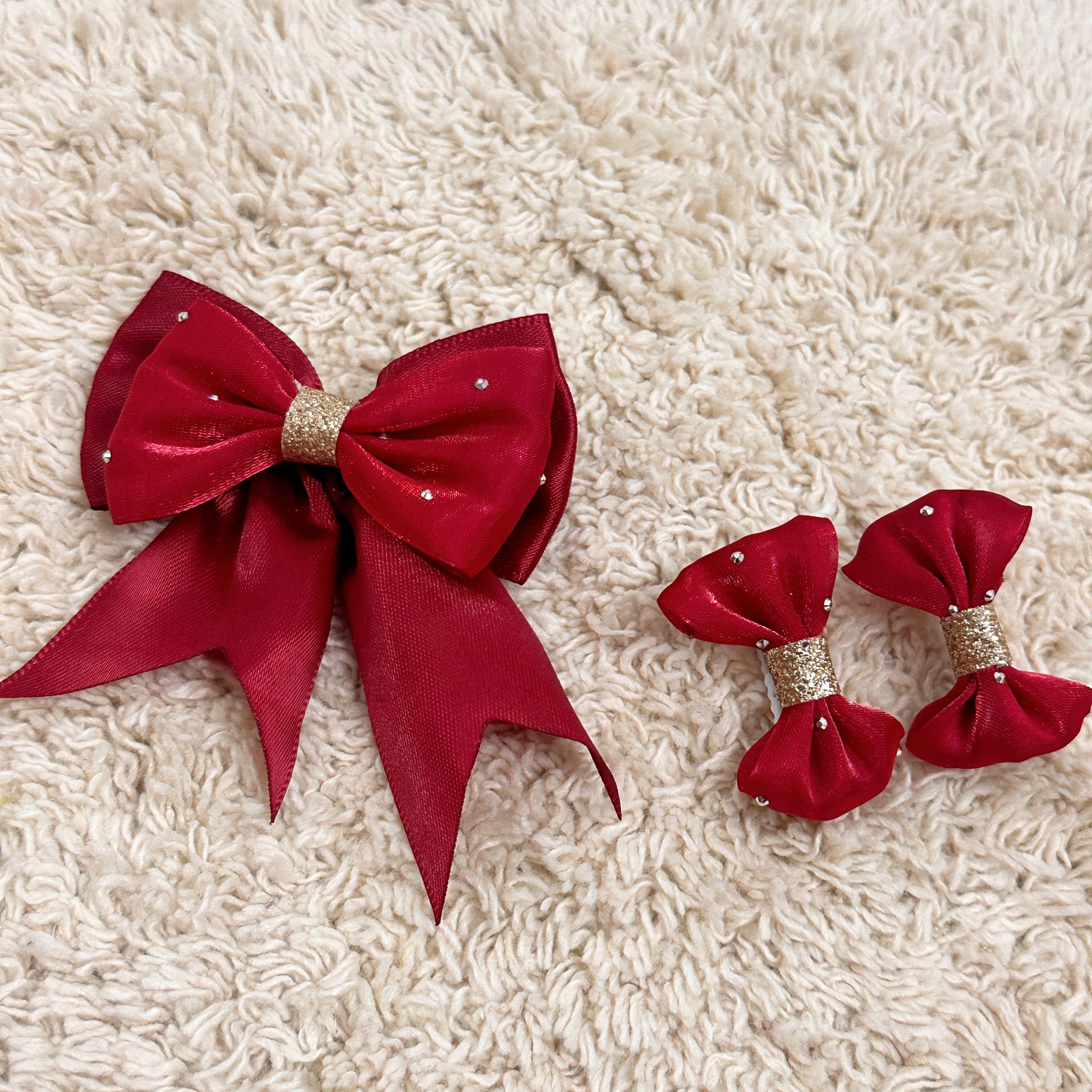 Red Satin Bow Set