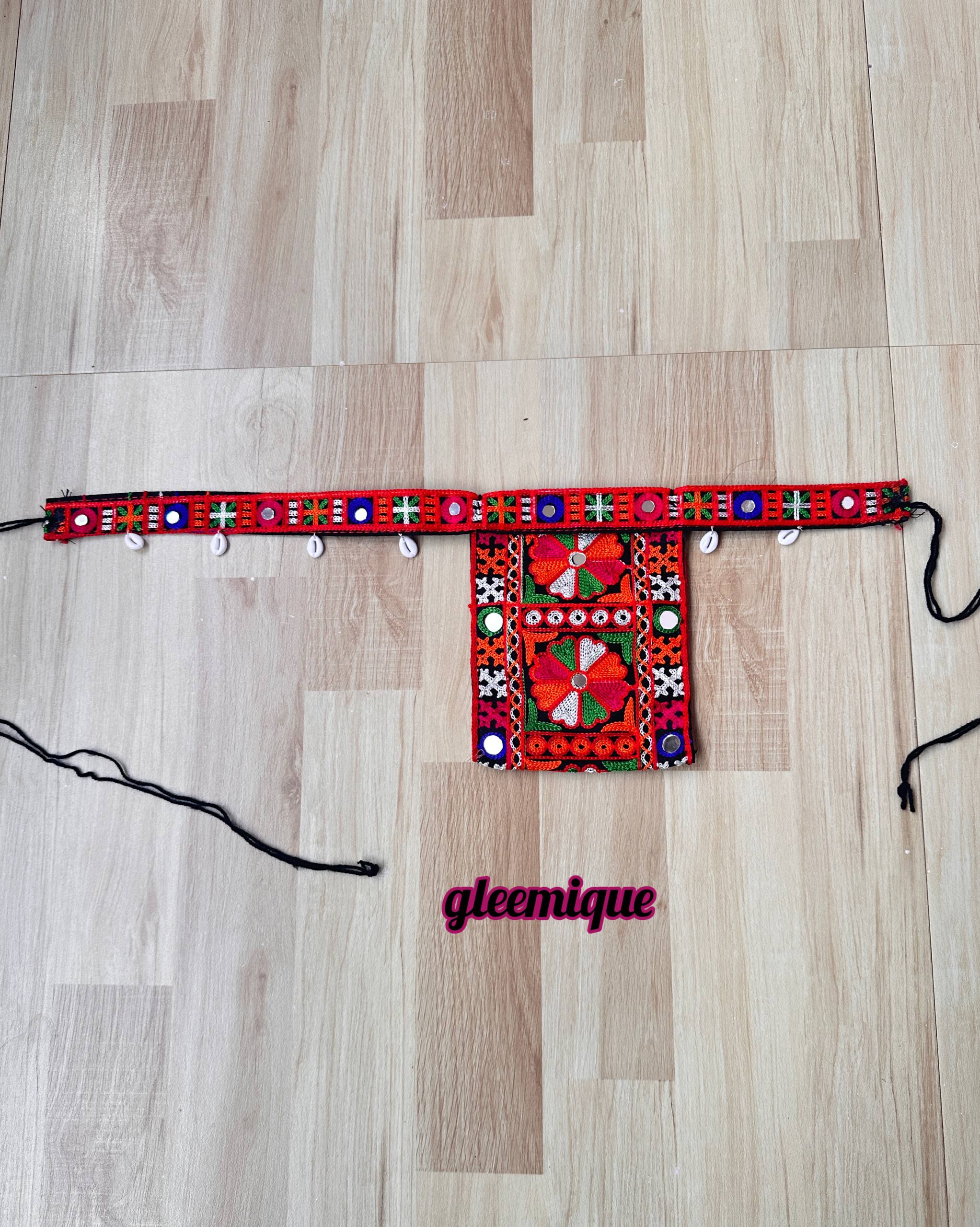 Embroidered Traditional Waist Belt with phone holder