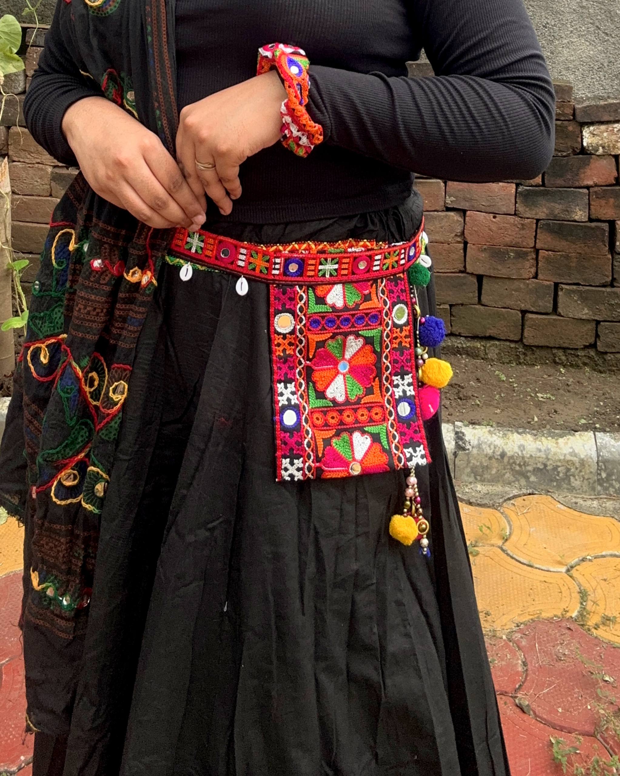 Embroidered Traditional Waist Belt with phone holder