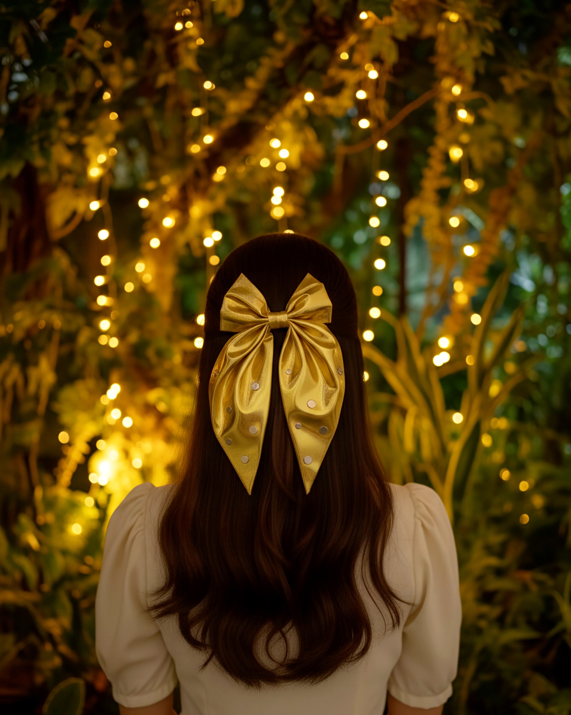 Shimmery Gold Hair Bow