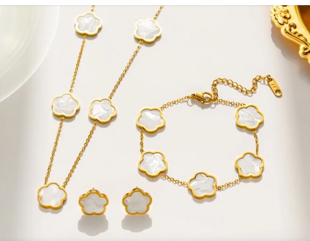 Gold and Mother of Pearl Jewelry Set For Women | GENICX