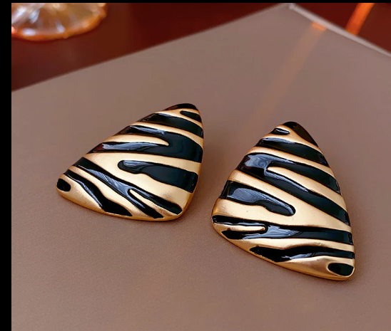 Triangular Zebra-Patterned Earrings For Women | GENICX