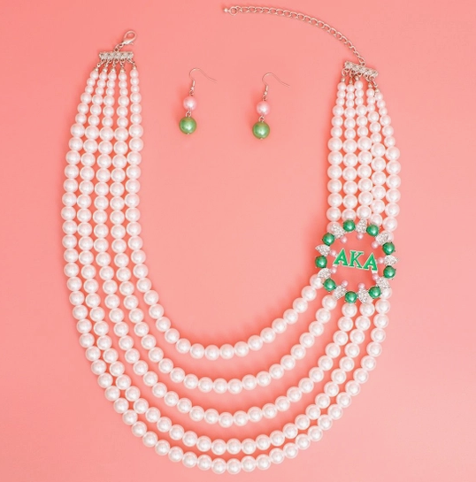 Layered Pearl Necklace For Women with AKA Brooch | GENICX