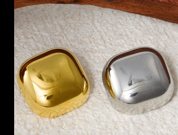 Large Thick Square Stud Gold Earrings For Women | GENICX