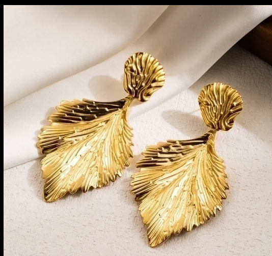 18k Gold Plated Ginkgo Leaf Earrings For Women | GENICX