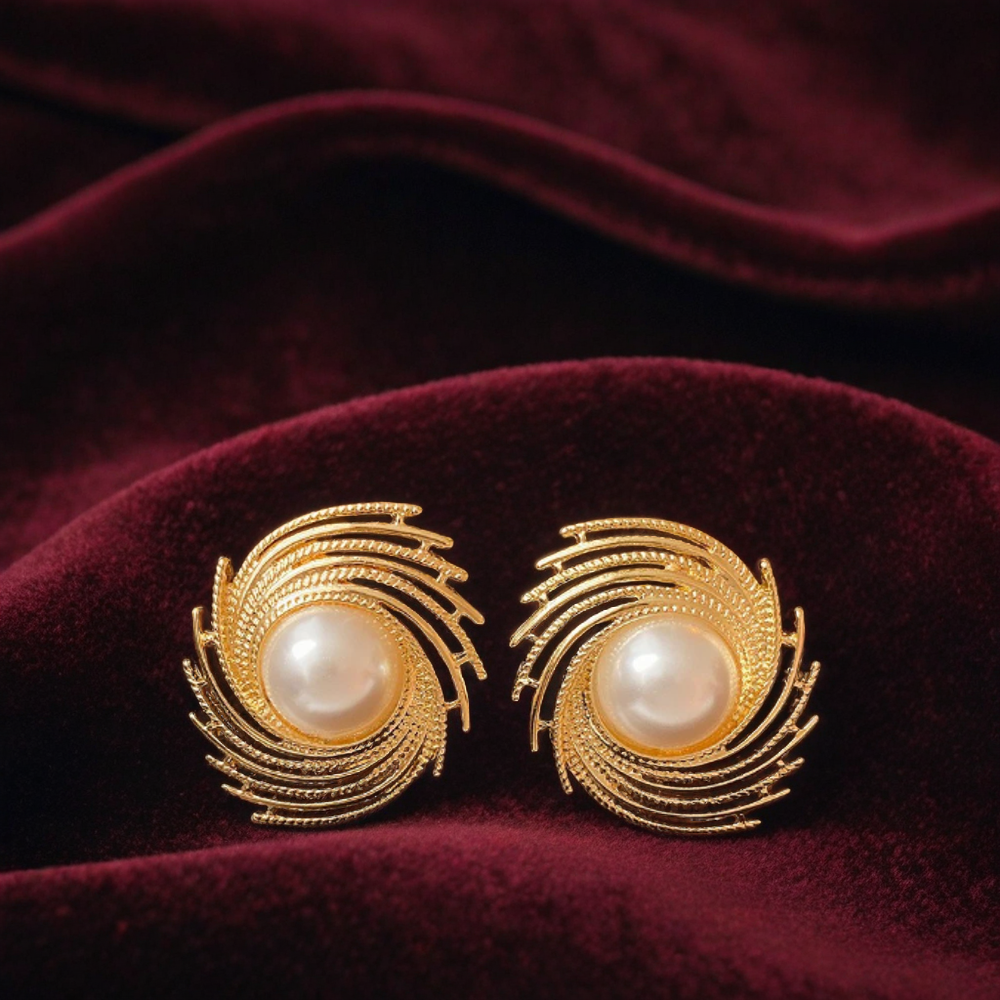 Gold Pearl Large Earrings For Women | GENICX