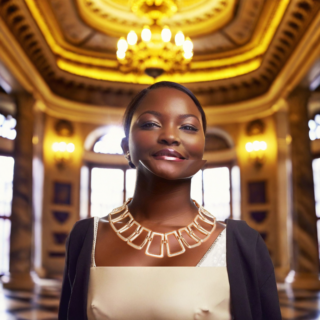 Gold Curved Trapezoid Link Statement Necklace For Women | GENICX