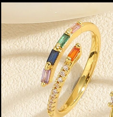 18K Gold-Plated Adjustable Rainbow Ring For Women | GENICX
