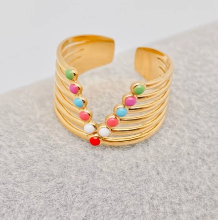 18k Gold-Plated Multicolor Rainbow Ring For Women | GENICX