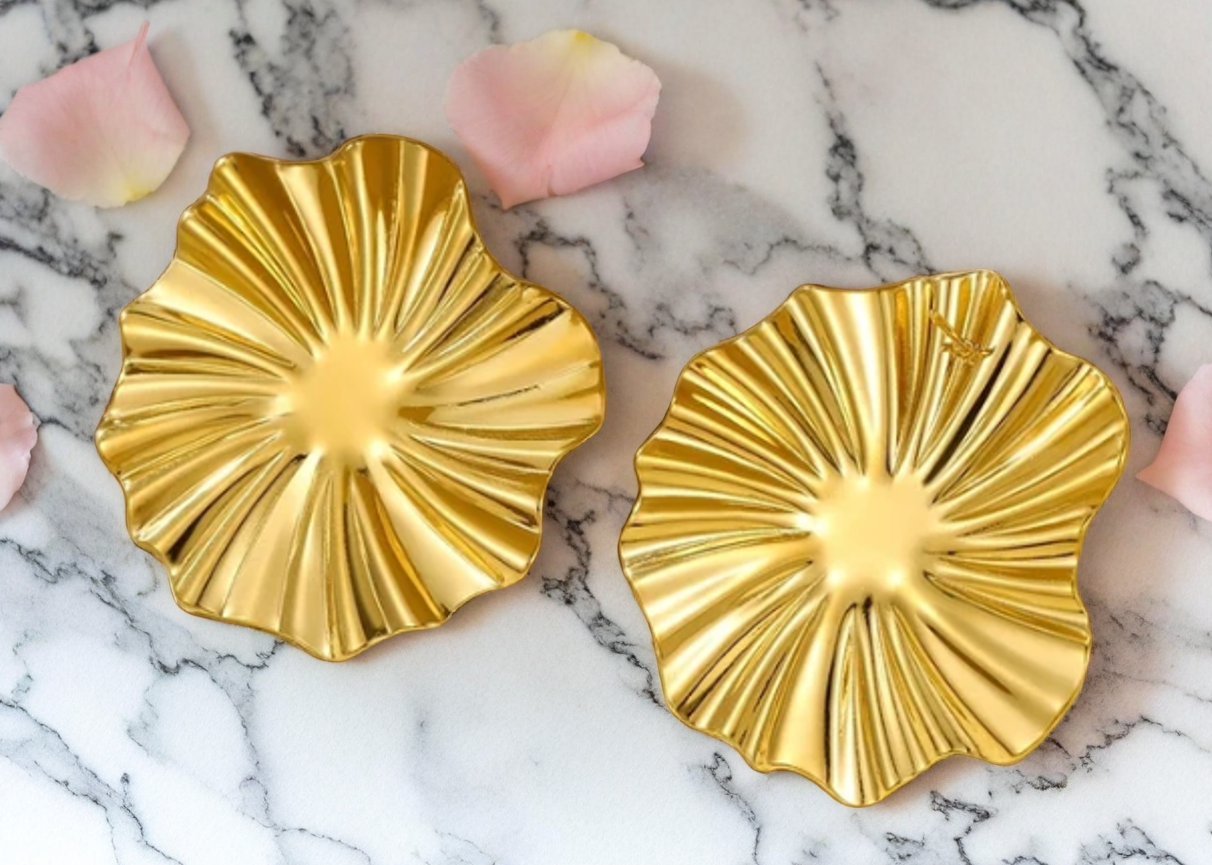 Plated Stud Flower-shaped Earrings For Women | GENICX
