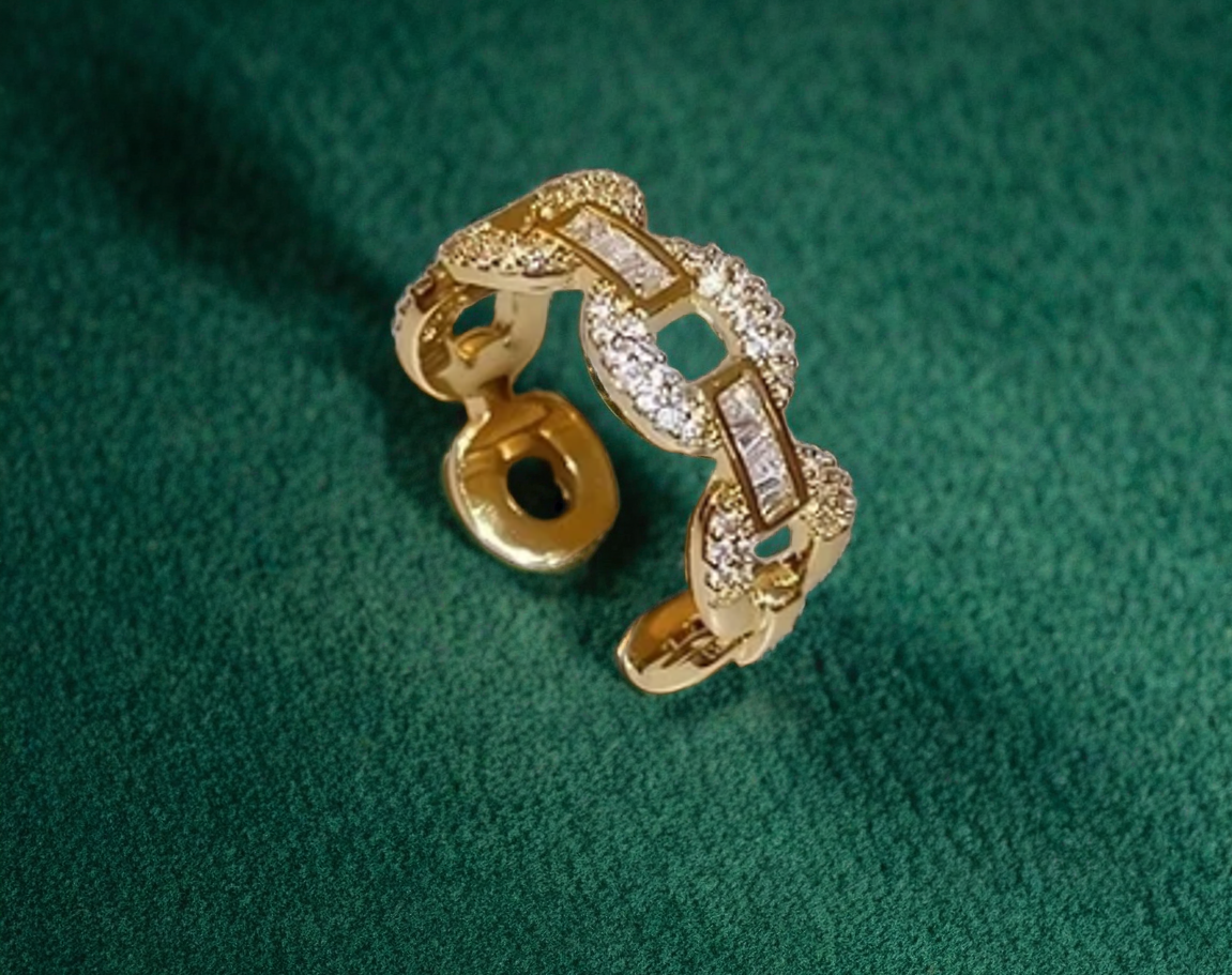 Gold Plated Copper Zircon Adjustable Ring For Women | GENICX