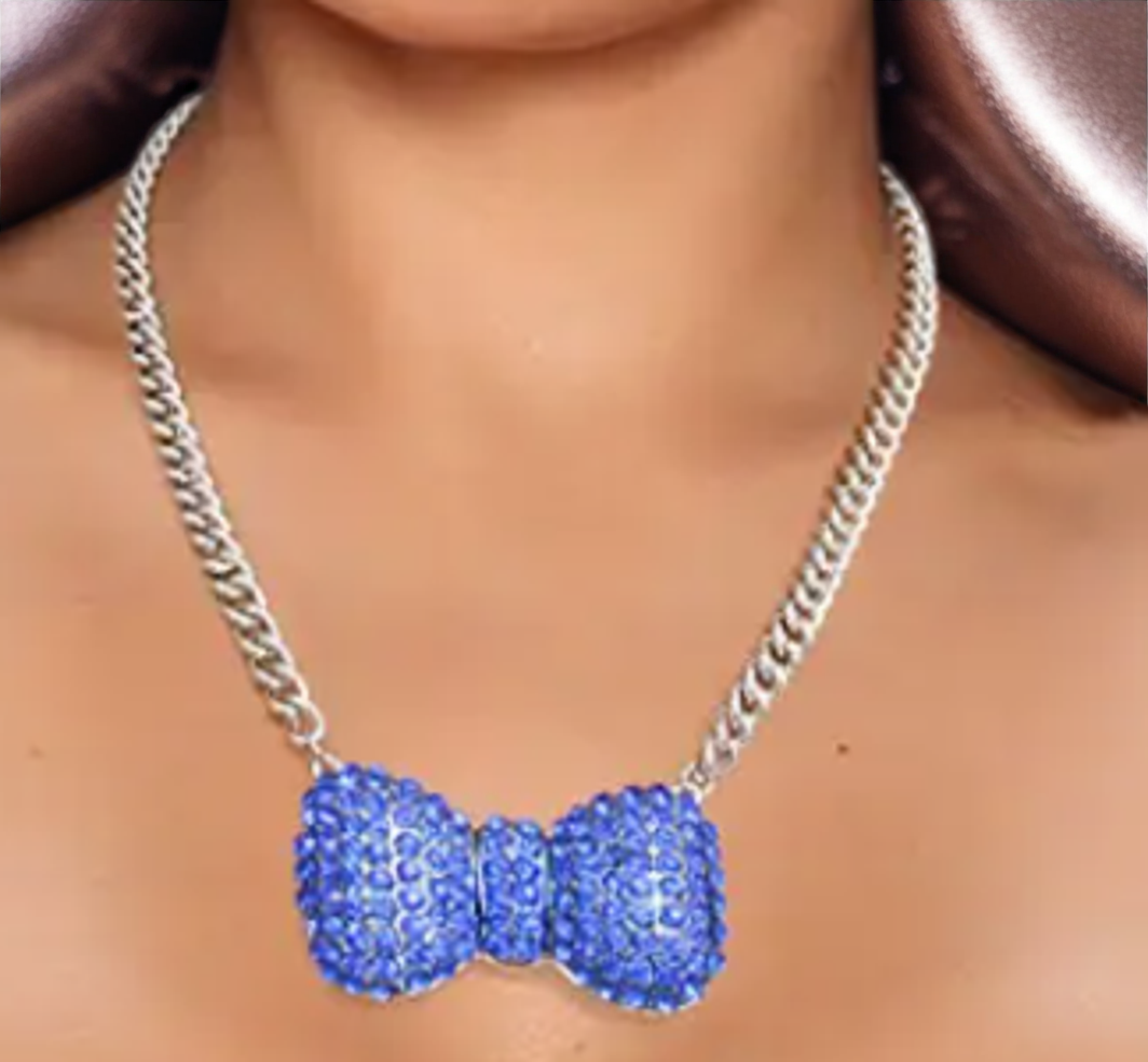Blue Bow Pendant Necklace For Women | GENICX