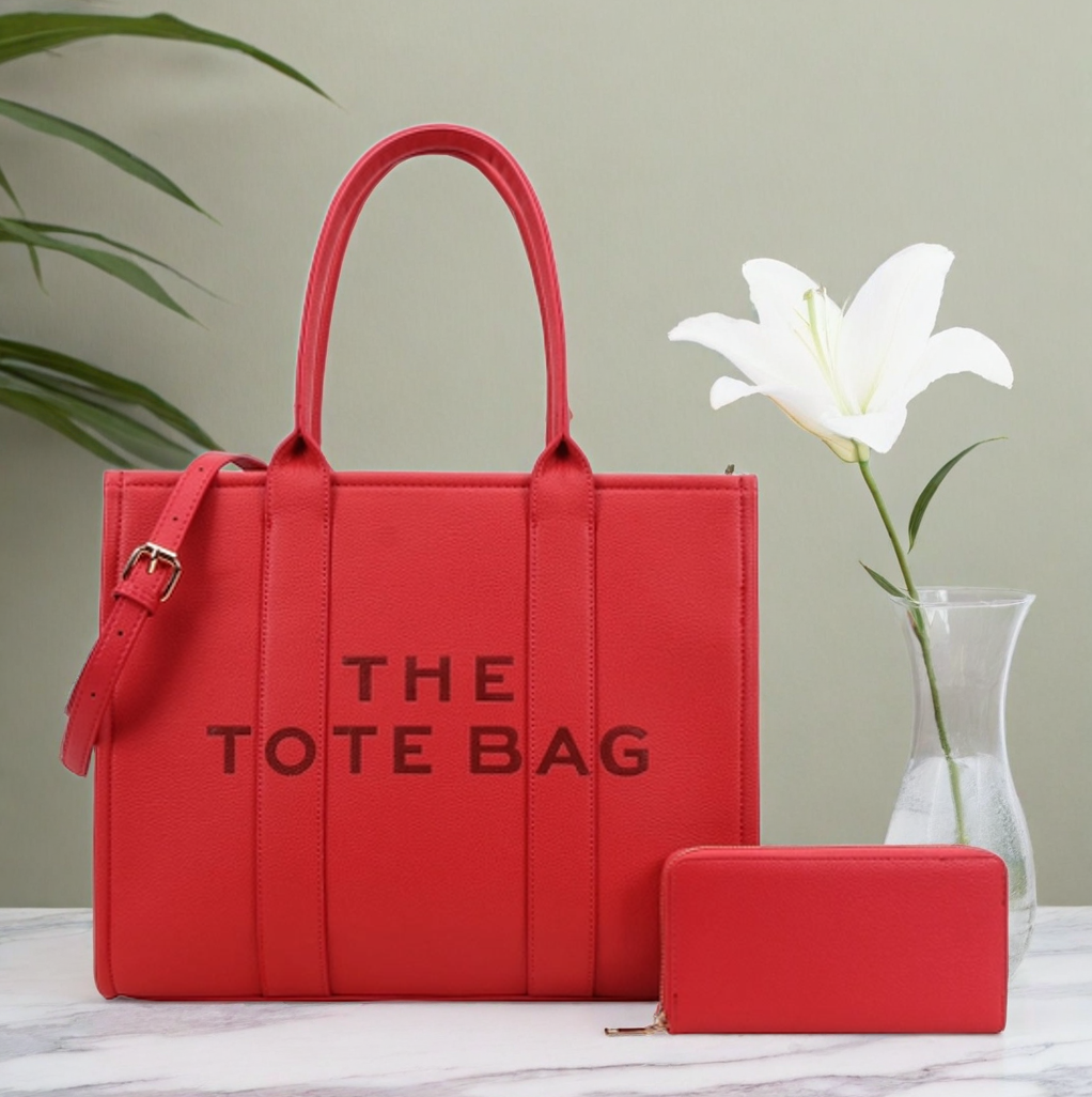 Large Red Tote Bag Set For Women | GENICX