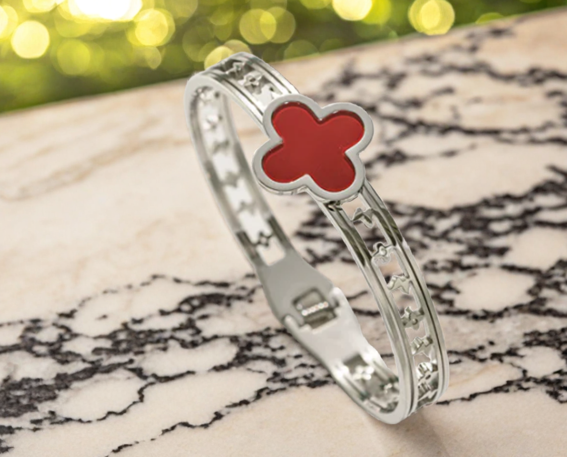 Silver Bracelet with Blue Clover Charm For Women | GENICX