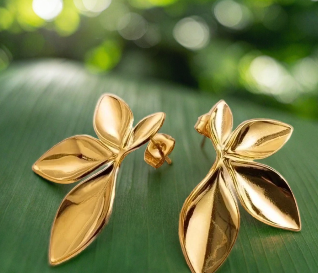 Gold Leaf Earrings For Women | GENICX