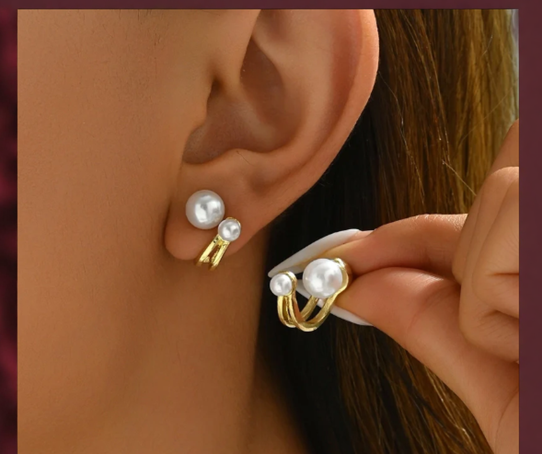 Double Pearl Earrings For Women | GENICX