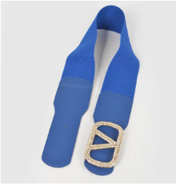 Luxury Rhinestone Buckle Elastic Belt for Women Available in Blue and Black | GENICX