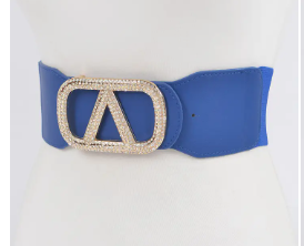 Luxury Rhinestone Buckle Elastic Belt for Women Available in Blue and Black | GENICX