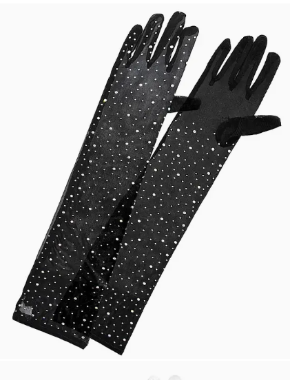 Elegant Black Gloves Sparkle Beads for Women  | GENICX
