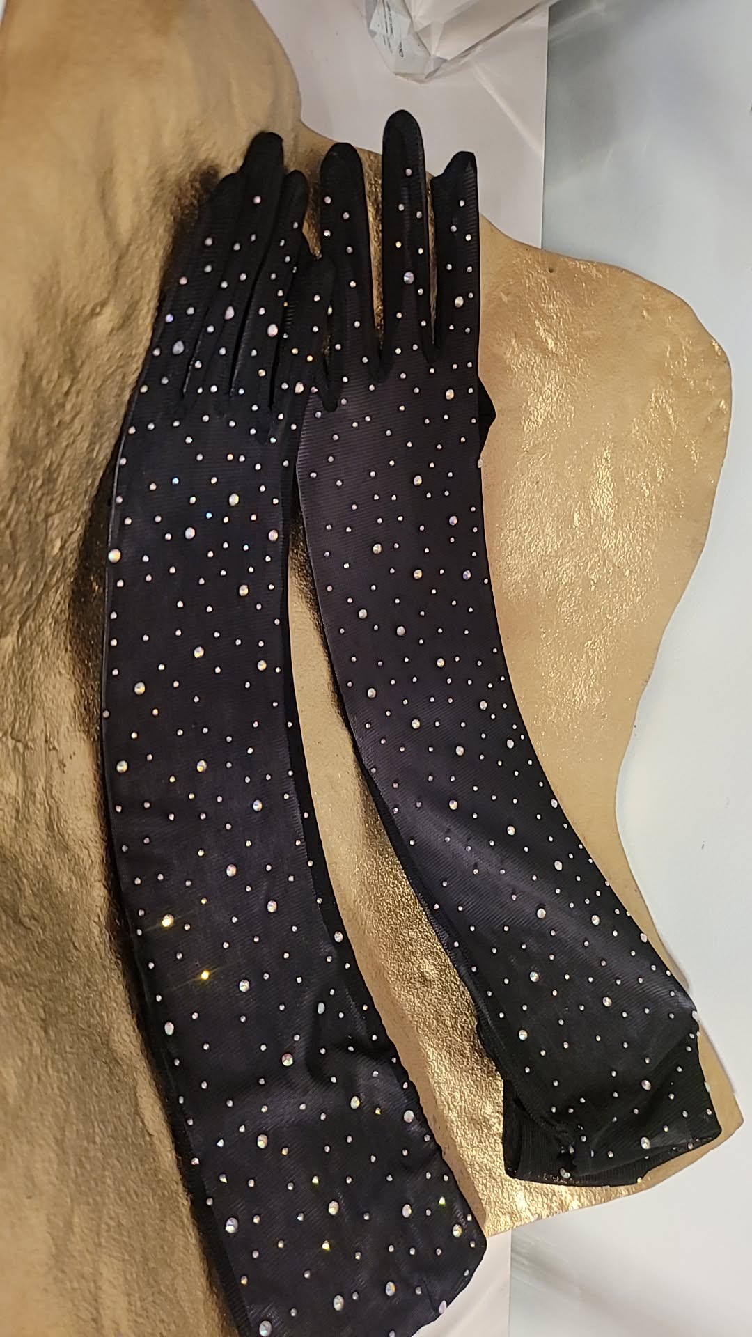 Elegant Black Gloves Sparkle Beads for Women  | GENICX