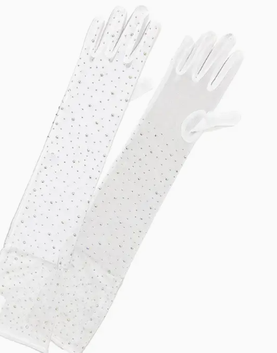 Elegant Black Gloves Sparkle Beads for Women  | GENICX