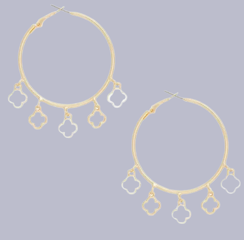 Elegant Gold Hoop Earrings with Clover Charms for Women  | GENICX