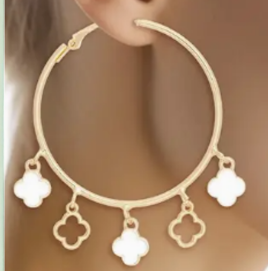 Elegant Gold Hoop Earrings with Clover Charms for Women  | GENICX
