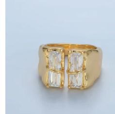 24K Gold Filled Double Baguette Signet Wrap Ring for Women | GENICX