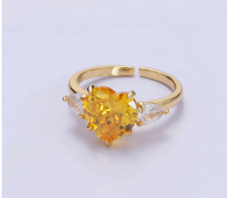 24K Gold Filled Clear, Red, Pink,Yellow, Heart Ring For Women | GENICX