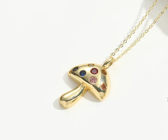 14K Gold Plated Mushroom Pendant Necklace For Women  | GENICX