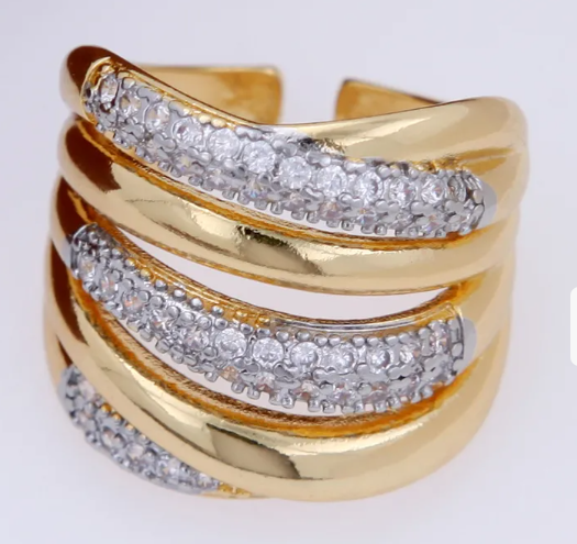 Two Tone Large18k Gold Plated Ring For Women | GENICX