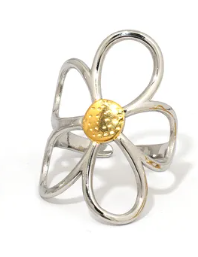 18K Gold and Silver Plated Flower Statement Ring For Women | GENICX