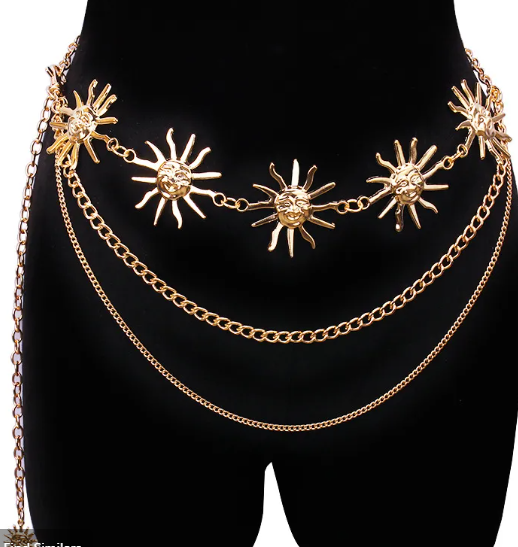 Gold Sun Statement Chain Belt For Women | GENICX