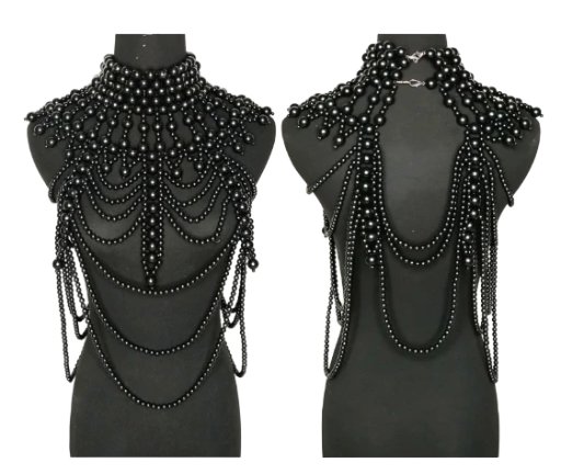 Black Pearl Beaded Body Necklace For Women | GENICX