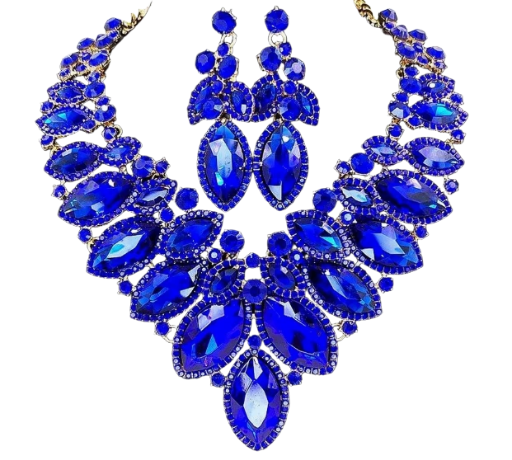 Royal Blue Crystal Necklace and Earrings Set | GENICX