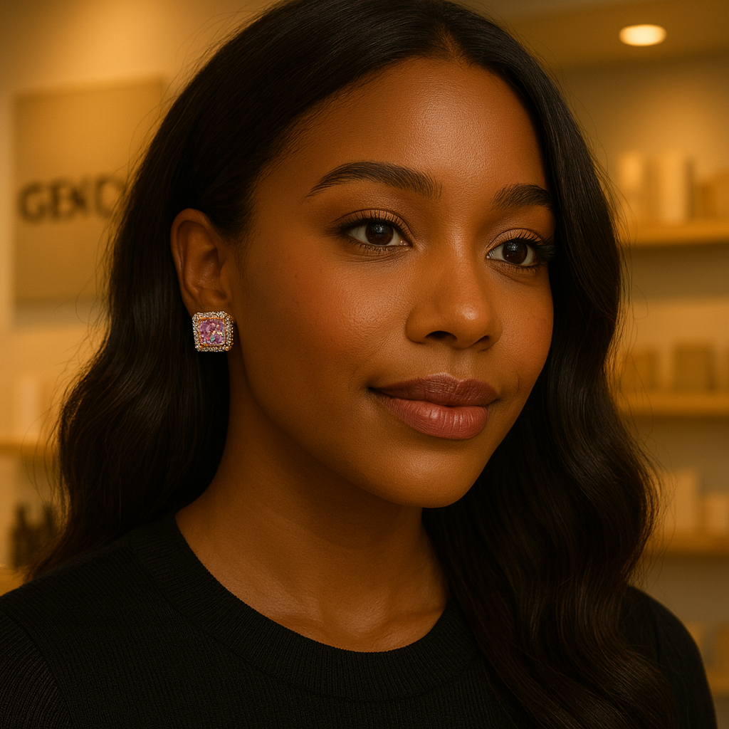 Pink Princess Cut Stud Earrings | GENICX