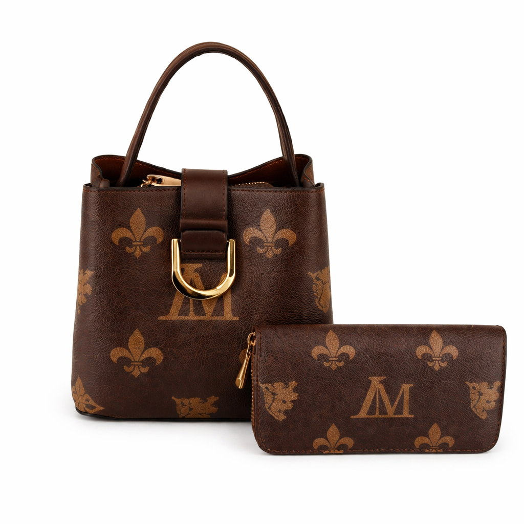 2-in-1 Monogram Bucket Bag with Matching Purse | GENICX